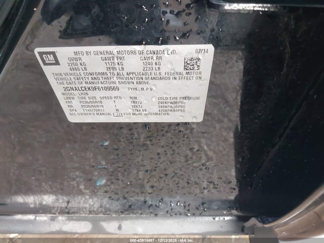 2GNALCEK9F6109569 Chevrolet Equinox 2lt