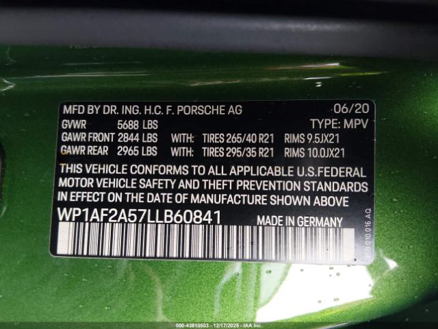 2020 PORSCHE MACAN WP1AF2A57LLB60841 Photo 8