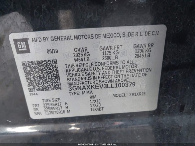 2020 CHEVROLET EQUINOX 3GNAXKEV3LL100379 Photo 8