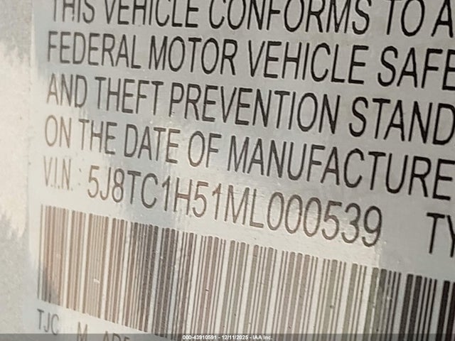 5J8TC1H51ML000539 Acura Rdx Technology Package