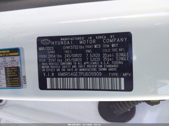 KM8R54GE7PU609909 Hyundai Palisade Limited