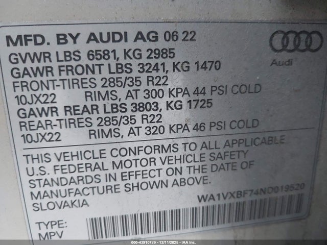 2022 AUDI Q7 WA1VXBF74ND019520 Photo 8