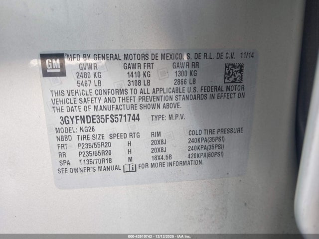 2015 CADILLAC SRX 3GYFNDE35FS571744 Photo 8