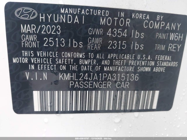KMHL24JA1PA315136 Hyundai SONATA SE