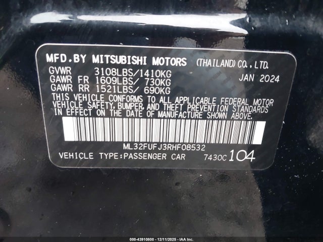 2024 MITSUBISHI MIRAGE G4 ML32FUFJ3RHF08532 Photo 8