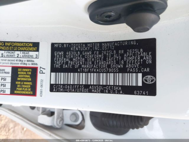 2012 TOYOTA CAMRY 4T1BF1FK4CU579055 Photo 8