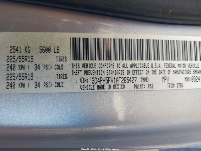 Продажа на аукционе авто 2010 Dodge Journey Sxt, vin: 3D4PH5FV1AT265427, номер лота: 43910890