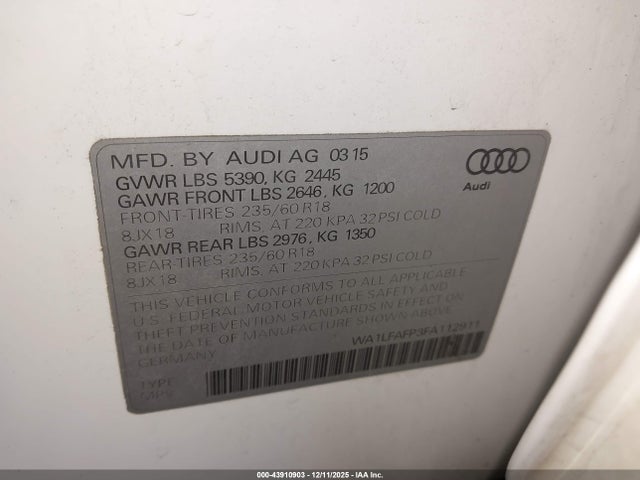 2015 AUDI Q5 WA1LFAFP3FA112911 Photo 8