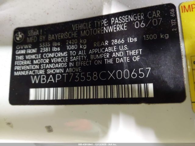 2008 BMW 535XI WBAPT73558CX00657 Photo 8