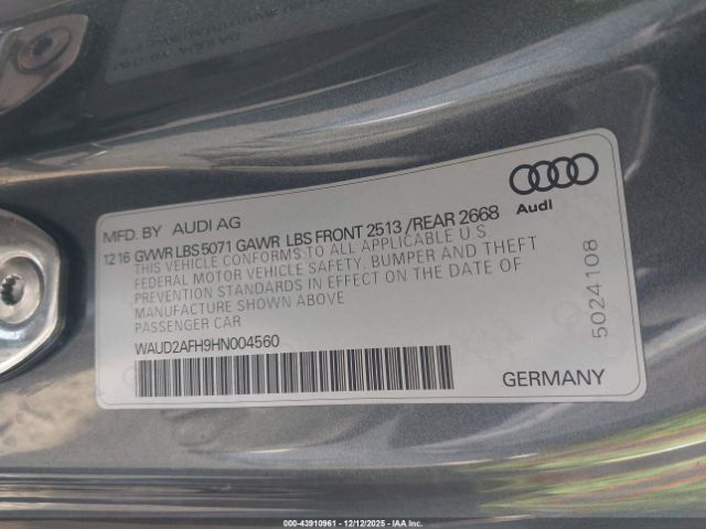 2017 AUDI A5 WAUD2AFH9HN004560 Photo 8