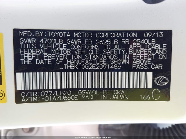 Lexus ES 350 2014 JTHBK1GG2E2091486 Image 9