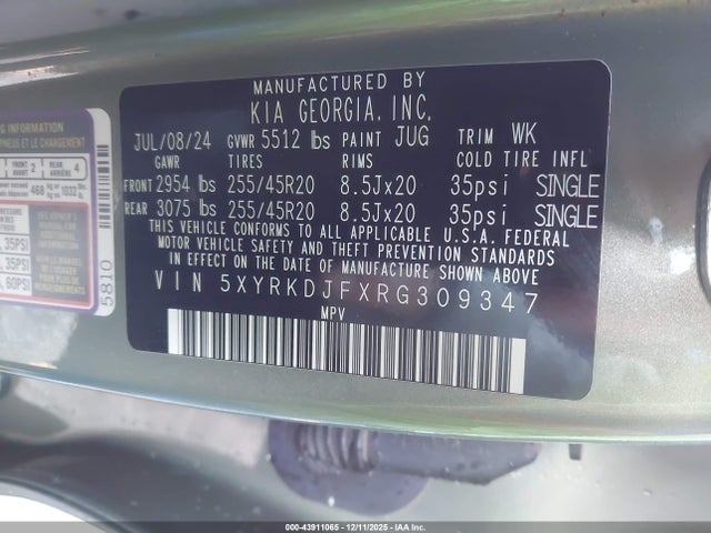 2024 KIA SORENTO 5XYRKDJFXRG309347 Photo 8