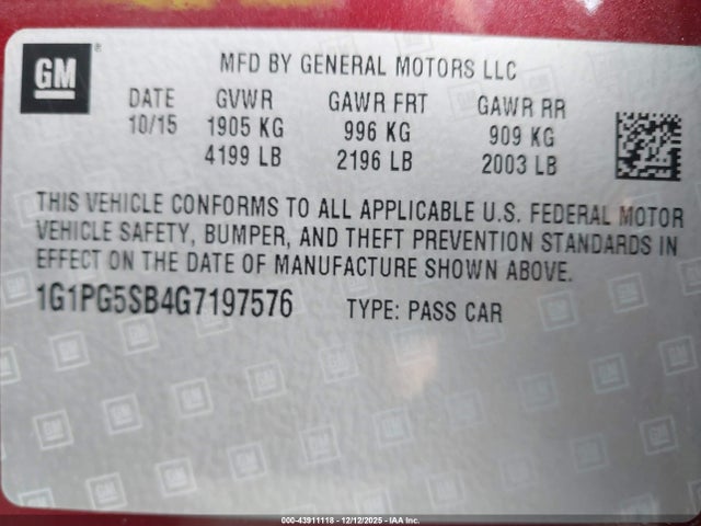 1G1PG5SB4G7197576 Chevrolet Cruze Limited Ltz Auto