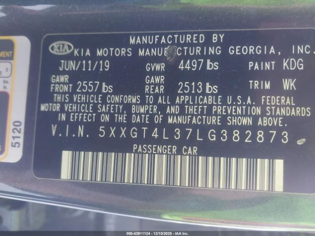 2020 KIA OPTIMA 5XXGT4L37LG382873 Photo 8