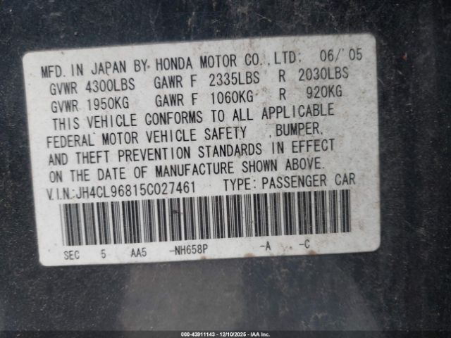 2005 ACURA TSX JH4CL96815C027461 Photo 8