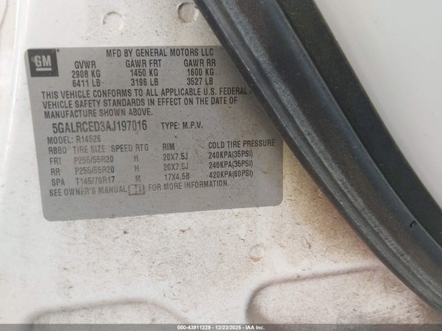 Продажа на аукционе авто 2010 Buick Enclave 2xl, vin: 5GALRCED3AJ197016, номер лота: 43911229