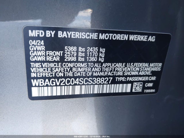 BMW 840i Gran Coupe 2025 WBAGV2C04SCS38827 Image 9