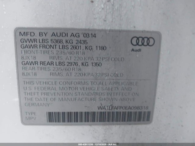 2014 AUDI Q5 WA1LFAFP0EA098318 Photo 8