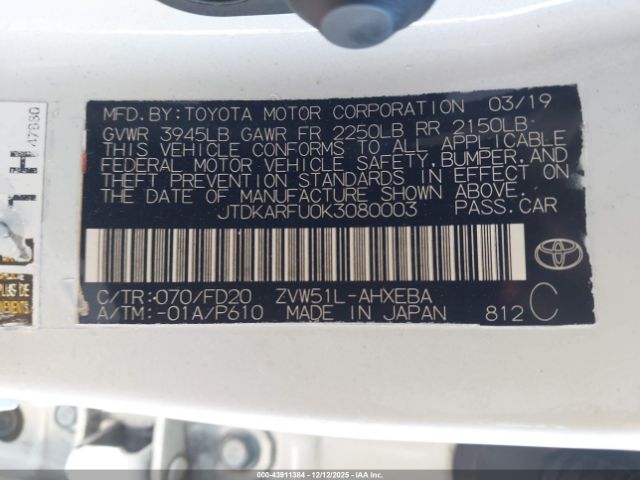 2019 TOYOTA PRIUS JTDKARFU0K3080003 Photo 8