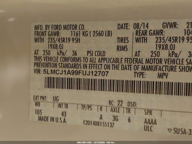 Lincoln MKC 2015 5LMCJ1A99FUJ12707 Image 9
