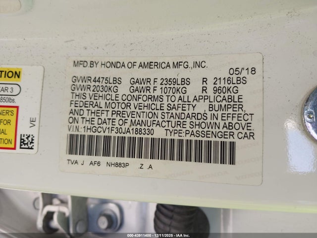 1HGCV1F30JA188330 Honda Accord Sport
