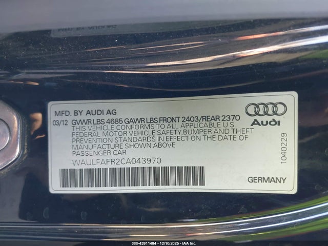 2012 AUDI A5 WAULFAFR2CA043970 Photo 8