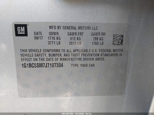 1G1BC5SM7J7107304 Chevrolet Cruze Ls Auto