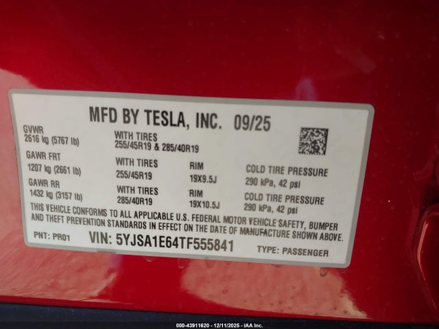 2026 TESLA MODEL S 5YJSA1E64TF555841 Photo 8