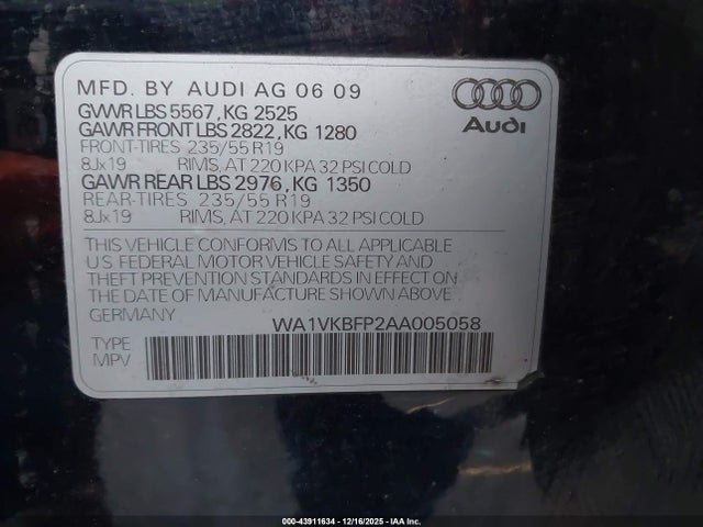 2010 AUDI Q5 WA1VKBFP2AA005058 Photo 8