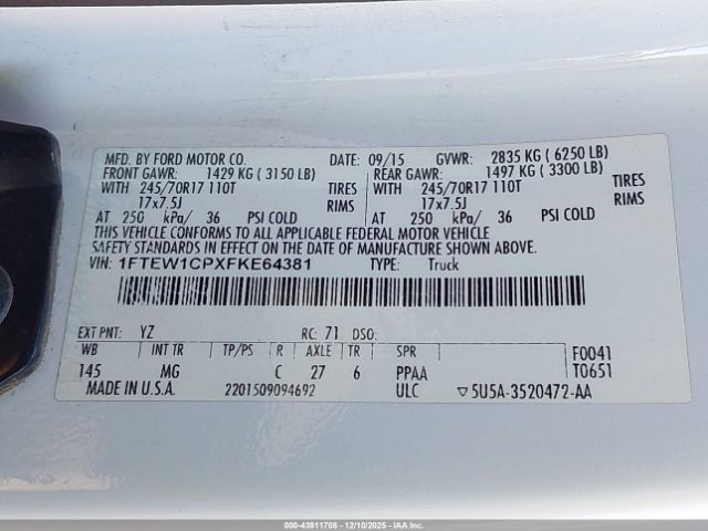 2015 FORD F-150 1FTEW1CPXFKE64381 Photo 8