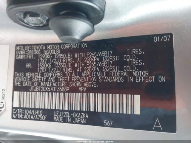 2007 LEXUS GX 470 JTJBT20X670136889 Photo 8