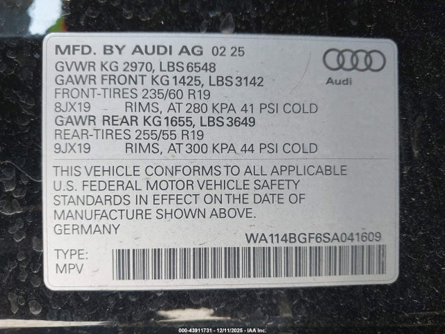2025 AUDI Q6 E-TRON WA114BGF6SA041609 Photo 8