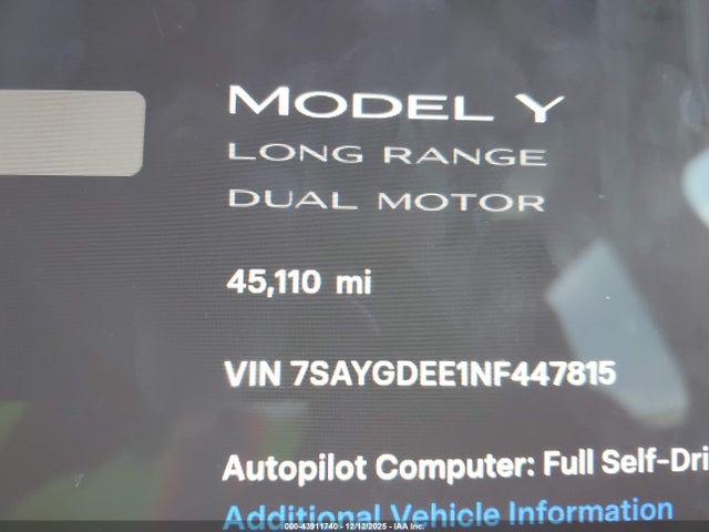 2022 TESLA MODEL Y 7SAYGDEE1NF447815 Photo 6