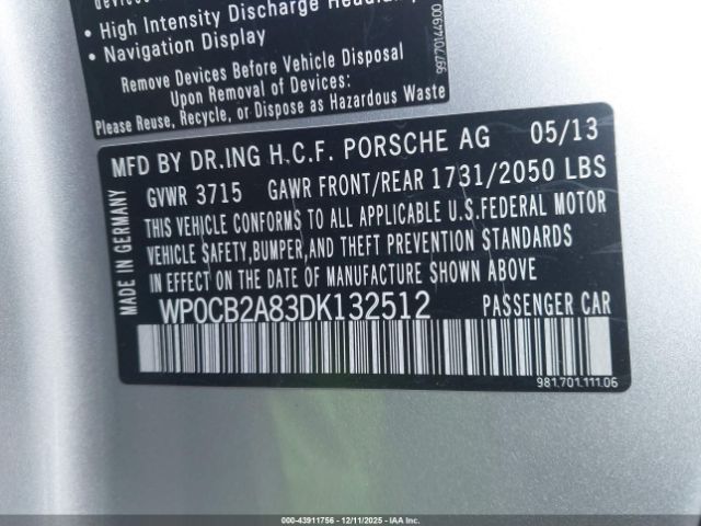 2013 PORSCHE BOXSTER WP0CB2A83DK132512 Photo 8
