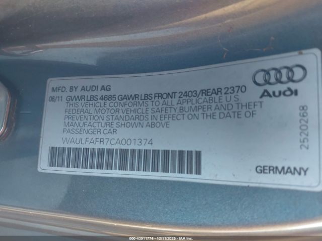 2012 AUDI A5 WAULFAFR7CA001374 Photo 8