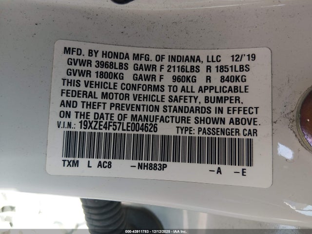 19XZE4F57LE004626 Honda INSIGHT EX