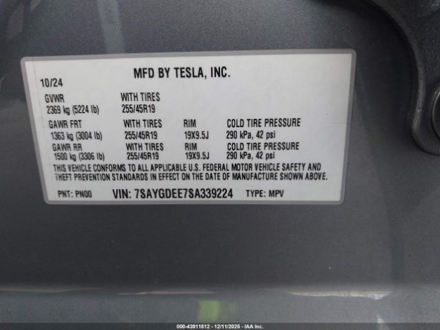 2025 TESLA MODEL Y 7SAYGDEE7SA339224 Photo 8