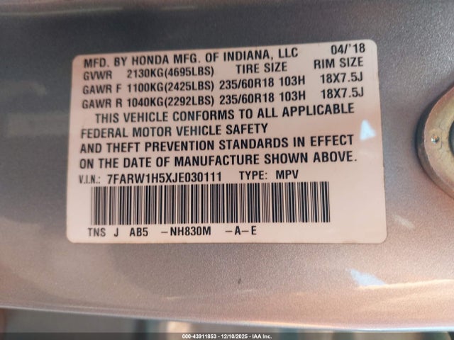 7FARW1H5XJE030111 Honda CR-V EX