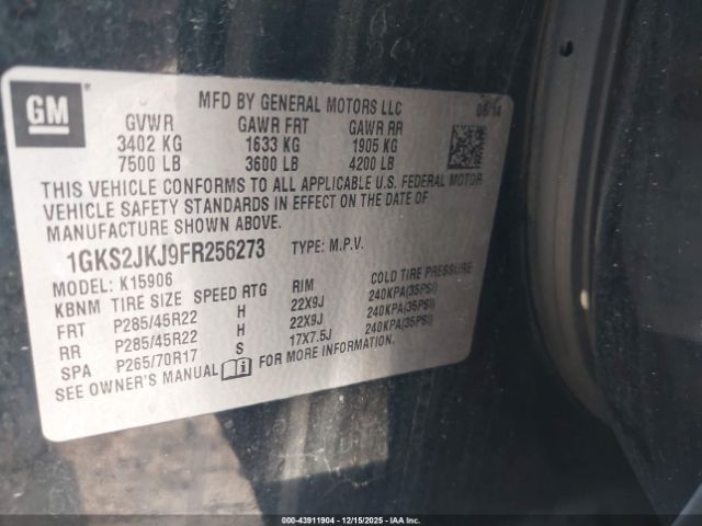 2015 GMC YUKON XL 1500 1GKS2JKJ9FR256273 Photo 8