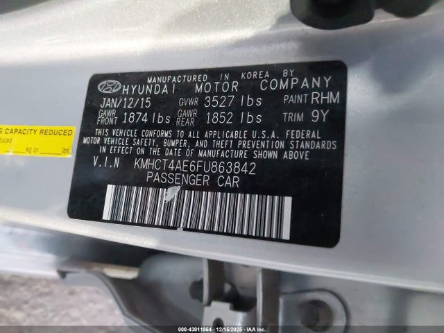 KMHCT4AE6FU863842 Hyundai ACCENT GLS