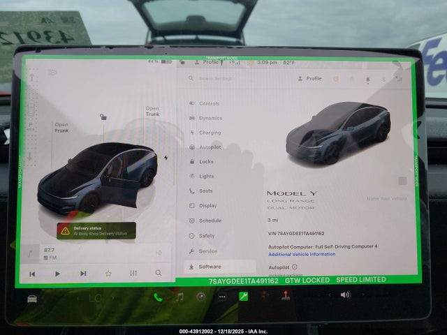 Продаж на аукціоні авто 2026 Tesla Model Y, vin: 7SAYGDEE1TA491162, номер лоту: 43912002