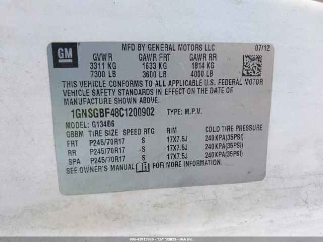 2012 CHEVROLET EXPRESS 1500 1GNSGBF48C1200902 Photo 8