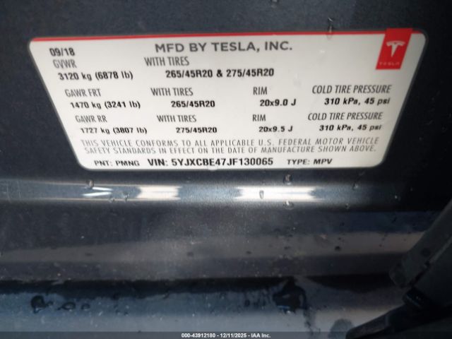 2018 TESLA MODEL X 5YJXCBE47JF130065 Photo 8