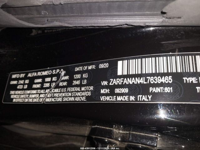 2020 ALFA ROMEO GIULIA ZARFANAN4L7639465 Photo 8