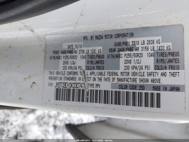 2019 MAZDA CX-9 JM3TCBDY0K0307470 Photo 8