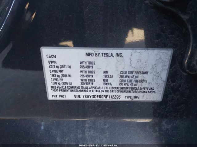 2024 TESLA MODEL Y 7SAYGDED0RF112395 Photo 8