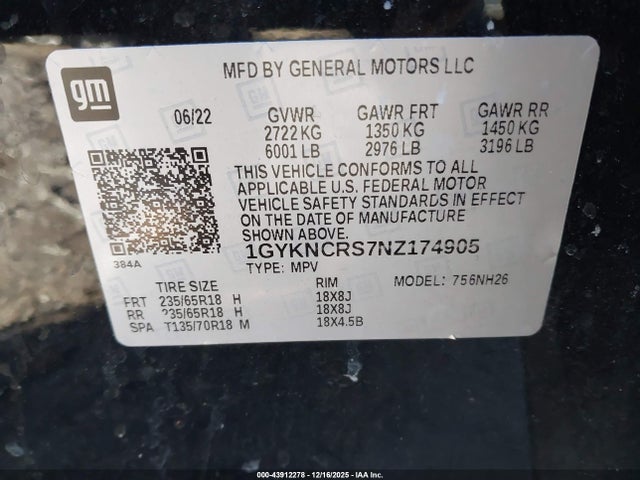 2022 CADILLAC XT5 1GYKNCRS7NZ174905 Photo 8