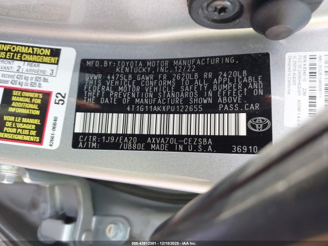 4T1G11AKXPU122655 Toyota CAMRY SE