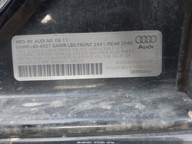 2012 AUDI A4 WAUKFBFL3CN002477 Photo 8