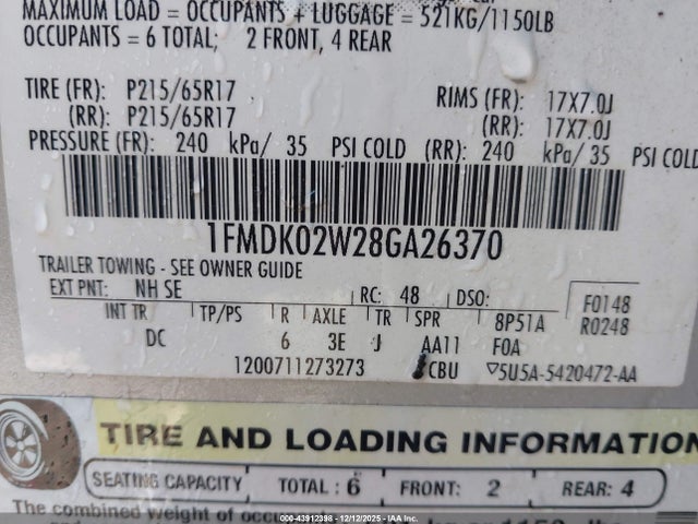 2008 FORD TAURUS X 1FMDK02W28GA26370 Photo 8